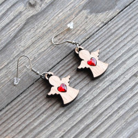 Drevené náušnice Anjel