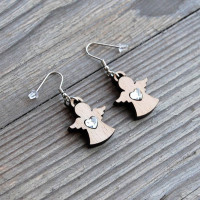 Drevené náušnice Anjel