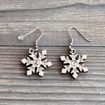 Wooden Earrings Snowflake