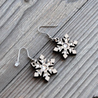 Wooden Earrings Snowflake
