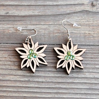 Wooden Earrings Edelweiss