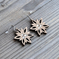Wooden Earrings Edelweiss