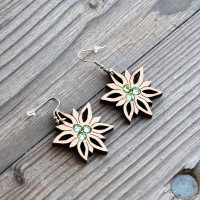 Wooden Earrings Edelweiss