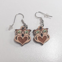 Wooden Earrings Owl