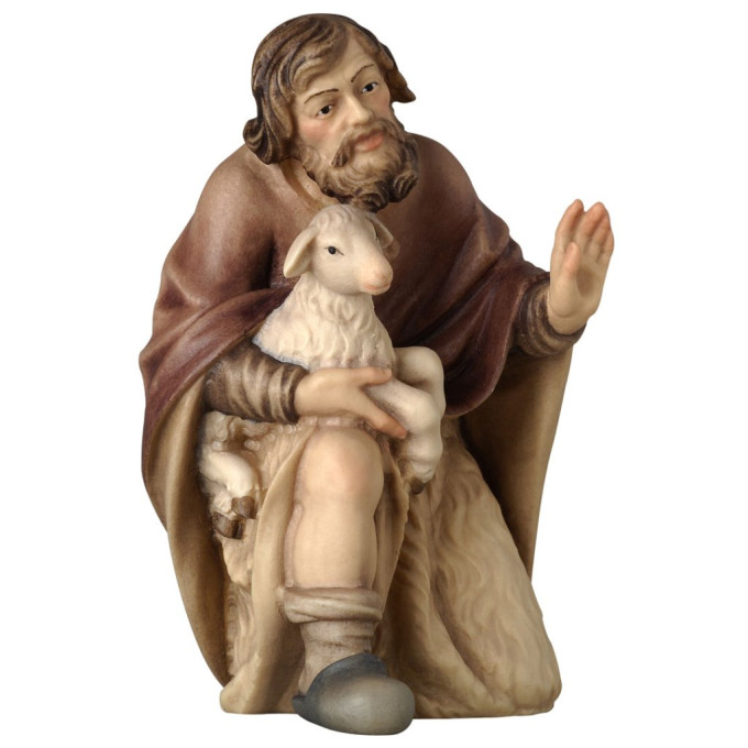 Shepherd kneeling with sheep - Folk