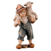Shepherd  boy with sheep on the shoulder - Folk