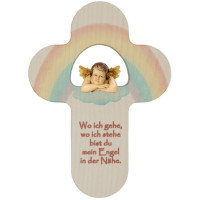 Childrens Cross with Guardian Angel rainbow