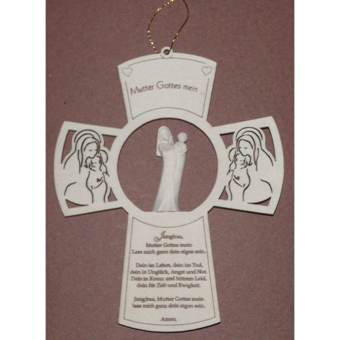 Krížik s Pannou Máriou a modlitbou