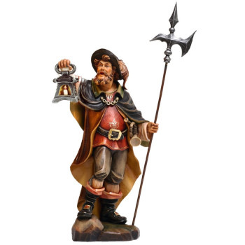 Nočný strážca s dreveným lampášom