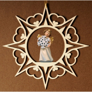 Srdcová hviezda s anjelom a vločkou