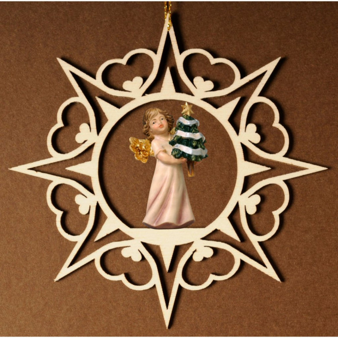 Srdcová hviezda s anjelom a stromčekom