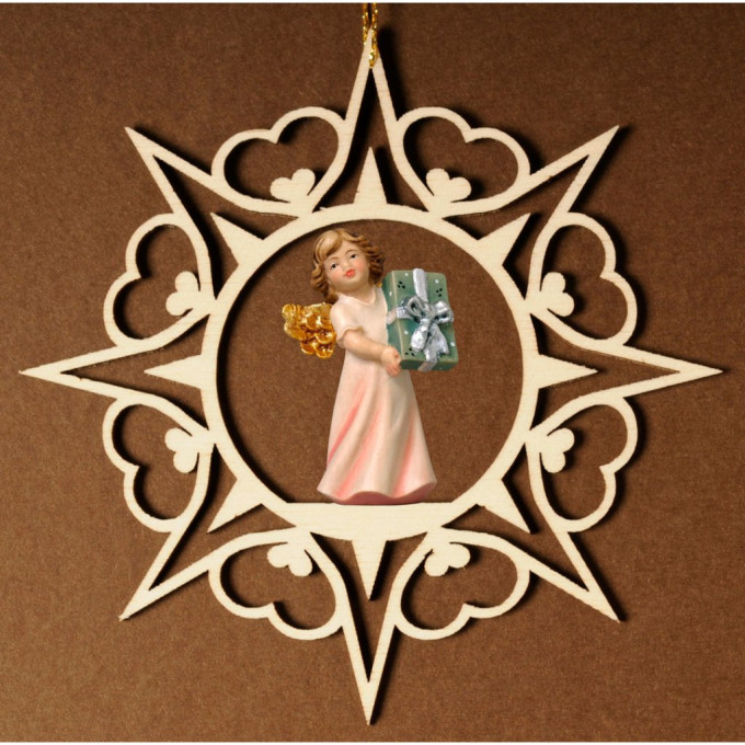 Srdcová hviezda s anjelom a darčekom