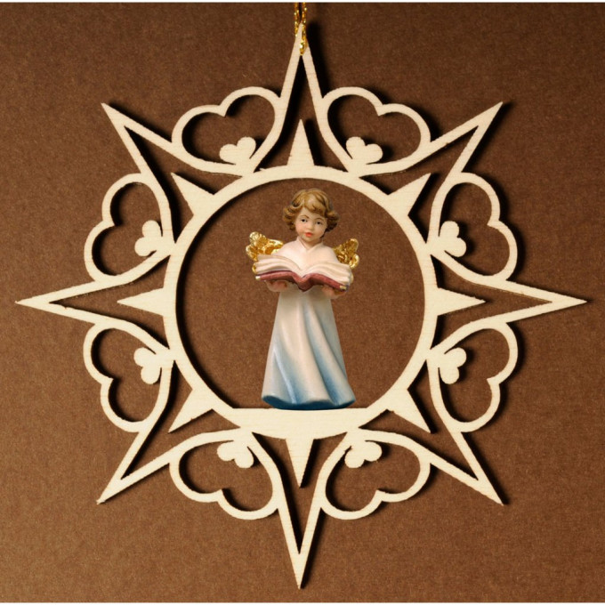 Srdcová hviezda s anjelom a knihou