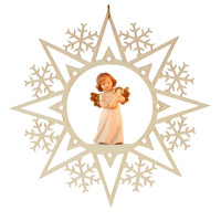 Krištáľová hviezda s anjelom a holubicou