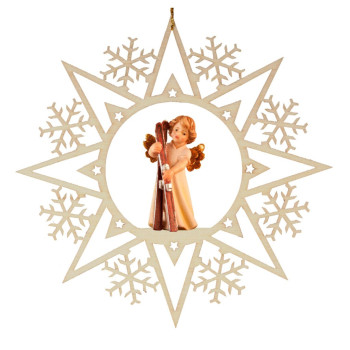 Krištáľová hviezda s anjelom a lyžami