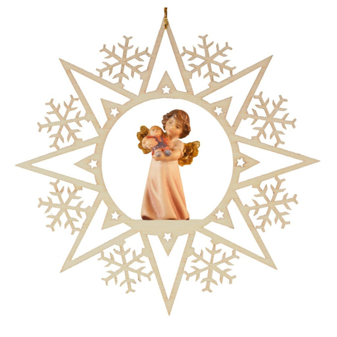 Krištáľová hviezda s anjelom a bábikou