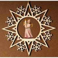 Krištáľová hviezda s anjelom a sviečkou