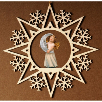 Krištáľová hviezda s anjelom a mesiacom