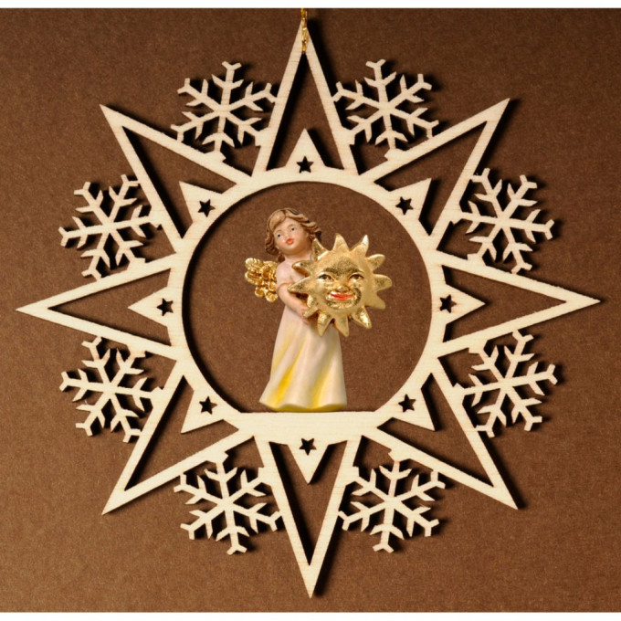 Krištáľová hviezda s anjelom a slnkom