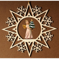 Krištáľová hviezda s anjelom a stromčekom