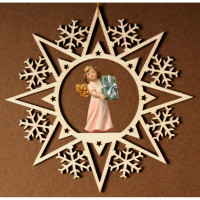 Krištáľová hviezda s anjelom a darčekom