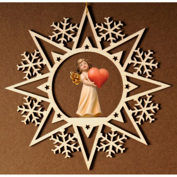 Krištáľová hviezda s anjelom a srdcom