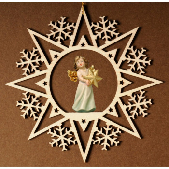 Krištáľová hviezda s anjelom a hviezdou