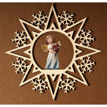 Krištáľová hviezda s anjelom a ružami