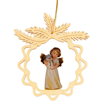 Okrúhla hviezda s anjelom a snehuliakom