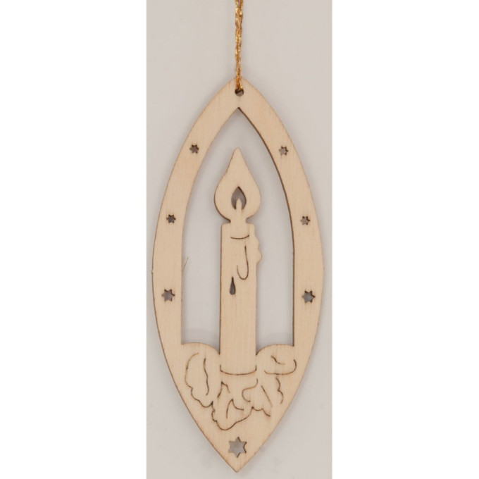 Drevená laserová dekorácia - Sviečka s hviezdou (10ks)