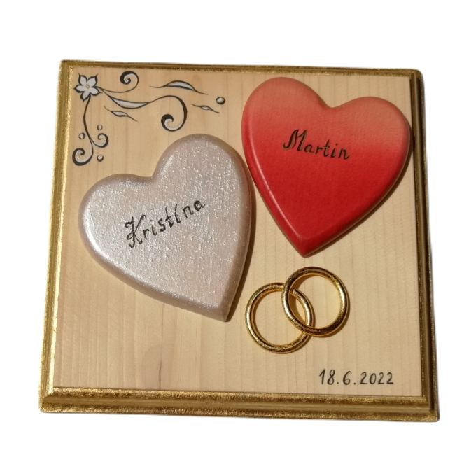 Svadobné srdcia Drevený obraz