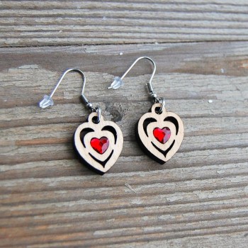 Red Heart wooden earrings