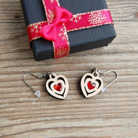 Red Heart wooden earrings