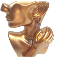 Crystal Heart wooden earrings