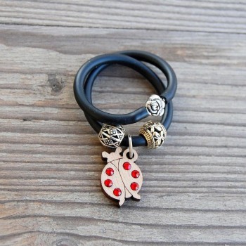 Wooden Ladybird bracelet - red