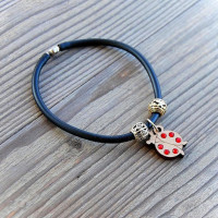 Wooden Ladybird bracelet - red