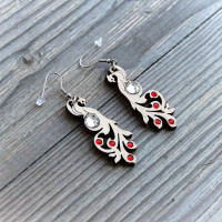 Drevené náušnice Fénix