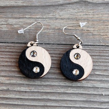 Wooden Earrings YinYang