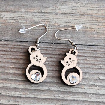 Wooden Earrings Cats