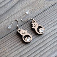 Wooden Earrings Cats