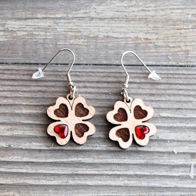 Wooden Earrings Shamrock