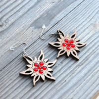Wooden Earrings Large Edelweiss