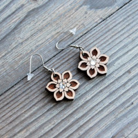 Small Wooden Earrings - Flower