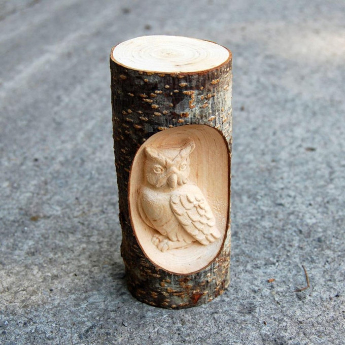 Owl Log Decoration