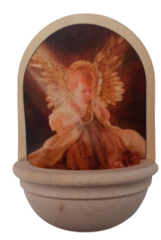 Drevená svätenička s anjelom