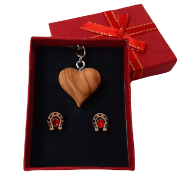 Darčeková sada náušnice podkovy a kľúčenka srdiečko
