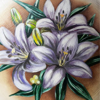 Drevená misa s ľaliou a krištáľom Heliotrope