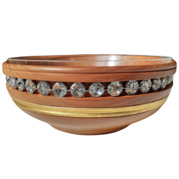 Drevená misa s krištáľom Labrador