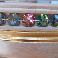 Drevená misa s krištáľom Vitrail Green