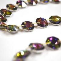 Drevená misa s krištáľom Vitrail Green